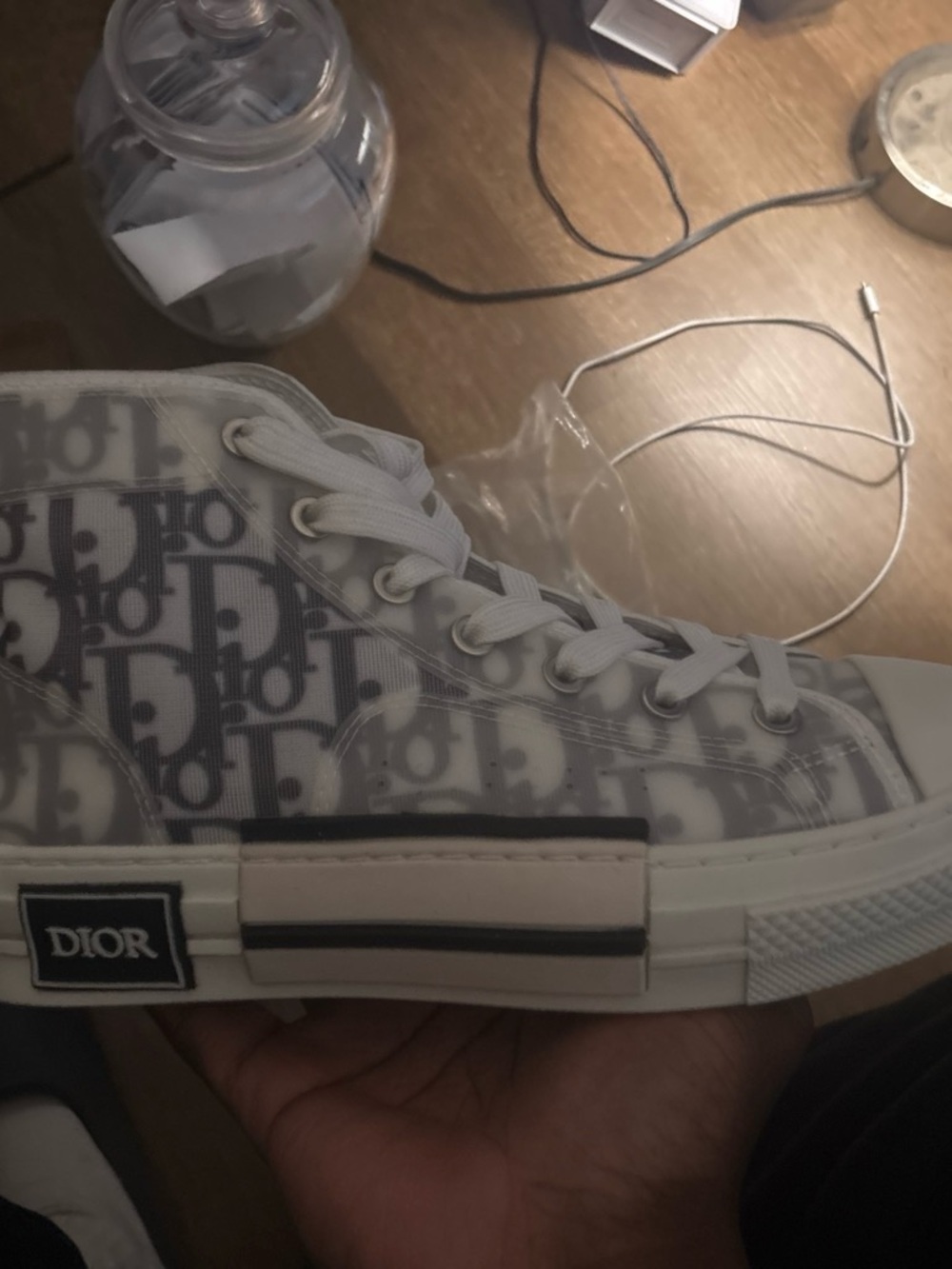 Dior White and Gray Oblique Low-Top Sneaker